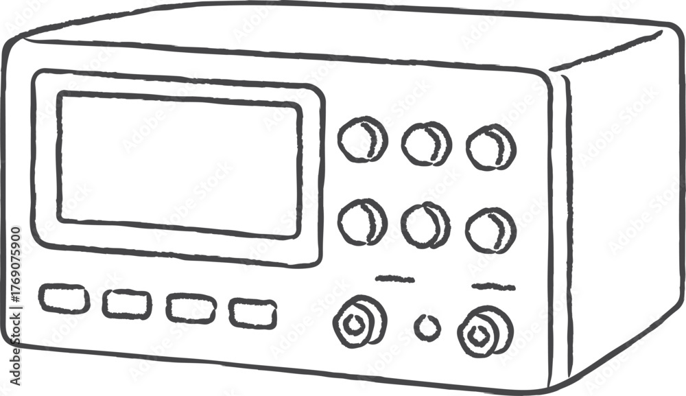 Fototapeta premium Bench electronic instrument front panel line drawing