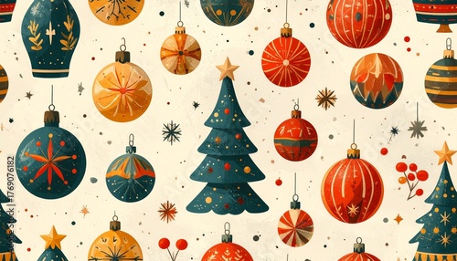 Vintage Toy Christmas Seamless Pattern