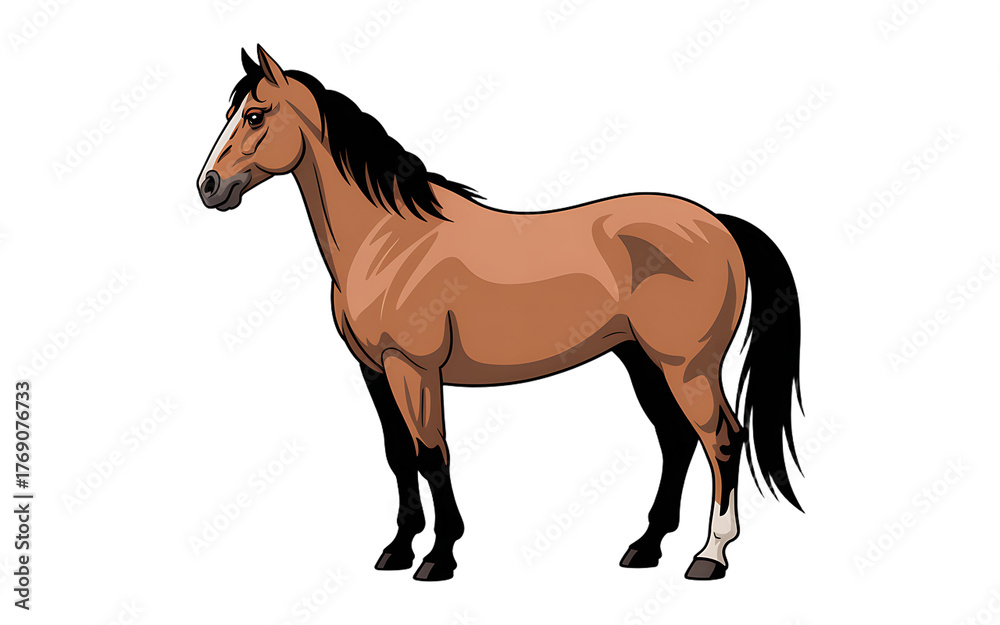 Obraz premium Brown horse standing isolated on transparent background