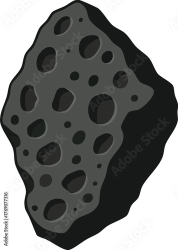 Black scoria lava rock with deep vesicles