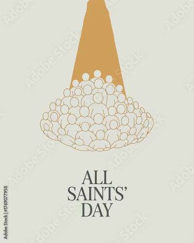 All Saints' Day Celebration with Group of Figures Under a Light Spotlight