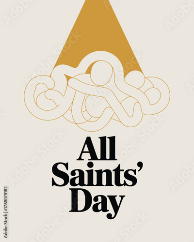 All Saints' Day Celebration with Group of Figures Under a Light Spotlight