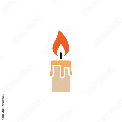 A Simple Icon of a Lit Candle with Wax Droplets for Warmth and Illumination
