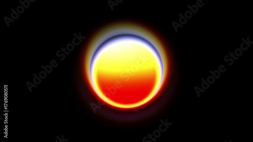 Colorful sphere abstract glowing flowing soft neon iridescent circular gradient isolated on black background.