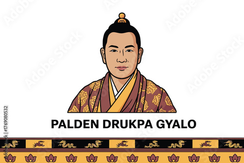 Illustration of King Jigme Khesar Namgyel's Coronation with Traditional Bhutanese Design