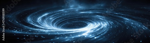 Abstract blue swirls forming tornado wind effect concept. An abstract representation of a cosmic black hole swirling light.