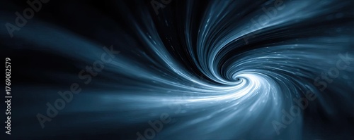 Abstract blue swirls forming tornado wind effect concept. A mesmerizing swirling vortex of deep blue hues and light.