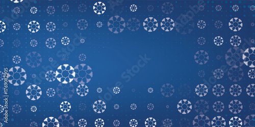 Magical heavy snow flakes backdrop. Snowstorm speck ice particles. Snowfall sky white teal blue wallpaper. Rime snowflakes february vector. Snow hurricane landscape, snowflakes on dark blue background