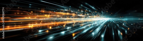 Wallpaper Mural Bits of data in high speed transfer background concept. Abstract light streaks representing speed and technology innovation. Torontodigital.ca