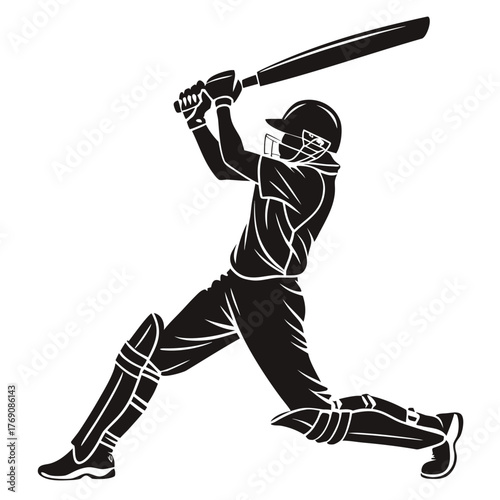 Cricket player silhouette vector illustration