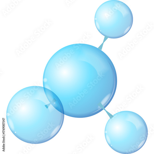 Abstract Blue Spheres Connected by Lines Representing Molecular Structure or Network Communication on a White Background with Subtle Highlights