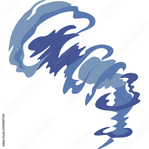 Abstract Blue Swirl Smoke Effect with Transparent Background