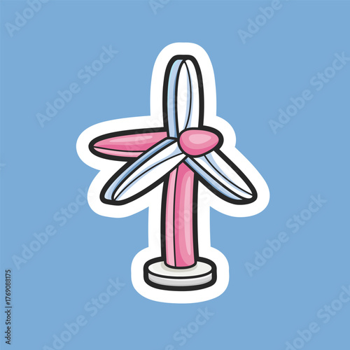 pink fan aero generator in isolated background with white outline