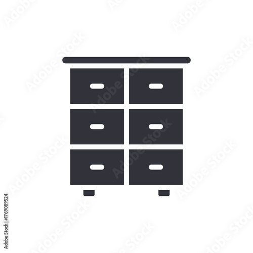 Drawer Unit Icon Flat Design Interior Decoration Image