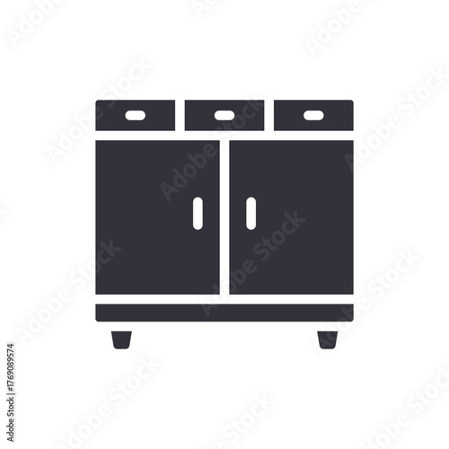 Classic Cabinet With Drawers Vector Storage Design Icon