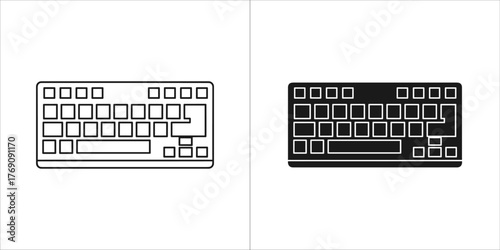 Outline and filled black computer keyboard
