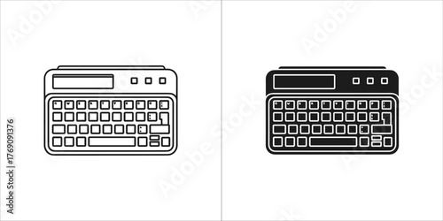 Outline and solid black icon of a compact keyboard