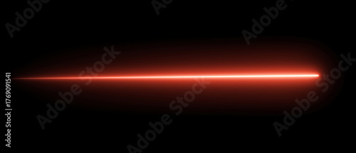 Obraz na plátně Mysterious Beam of Light: An enigmatic, brilliant red laser beam cutting through the darkness, an image of futuristic technology, or a symbol of concentrated energy and focus