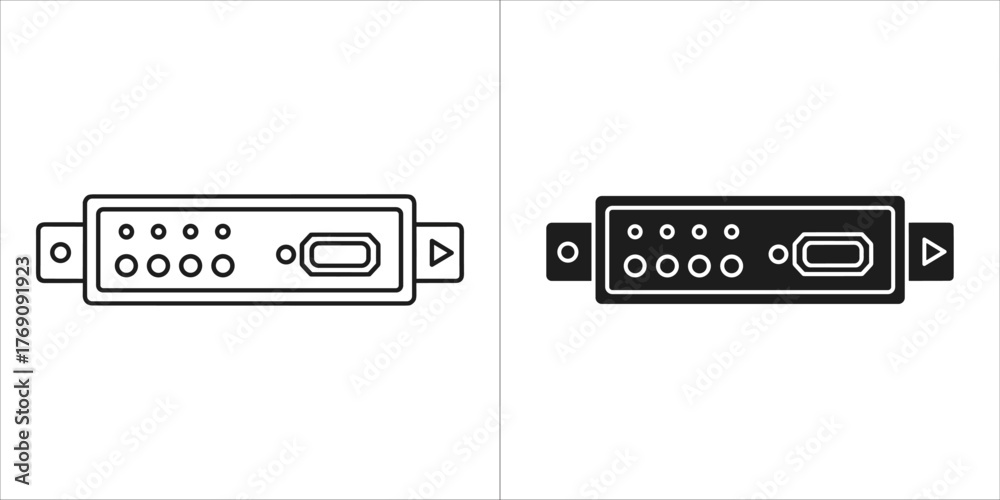 Fototapeta premium Two network switch icons, one outline and one filled, isolated on a