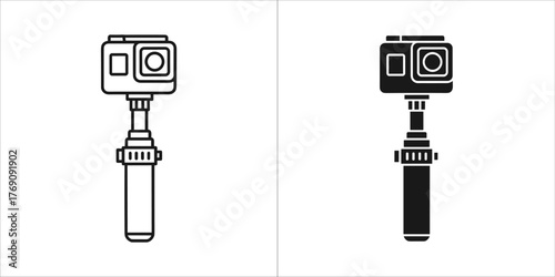 Action camera on a selfie stick