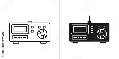 Fotografie Set of two icons representing a radio transceiver, one outline and one solid
