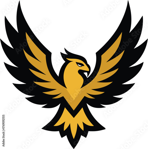 Phoenix bird mascot logo vector illustration for esports team, sport club, gaming, t-shirt design, and tattoo design