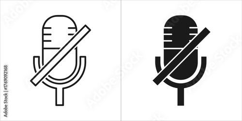 Microphone icon with a diagonal line through it, indicating mute or off