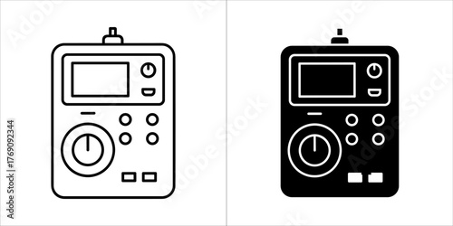 Two measuring device icons, one outlined and one solid black