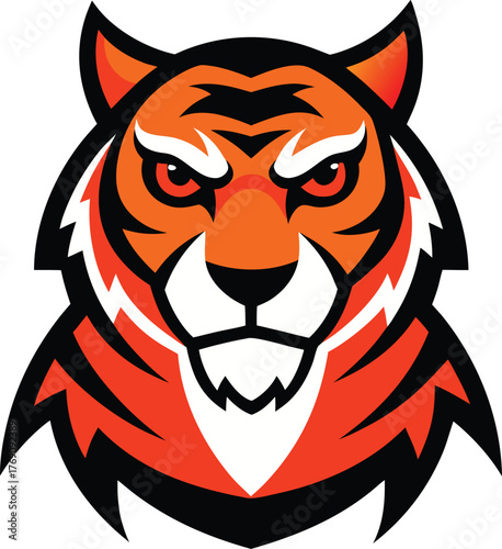 Fierce Tiger Mascot Head Esport Logo Design Vector Illustration Isolated Transparent Background