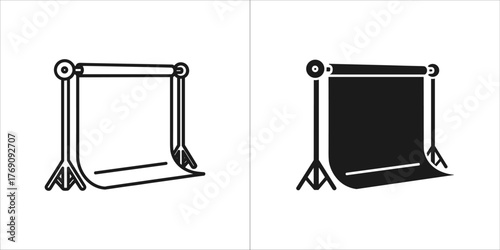 Photography studio backdrop stand with paper roll