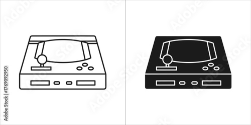 Retro video game console with joystick and buttons