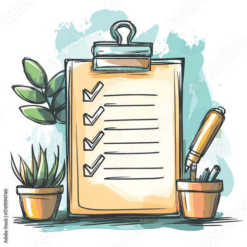 Todo list professional, business or work accomplishment. Hand drawn style vector design illustrations.   , vector style simple color