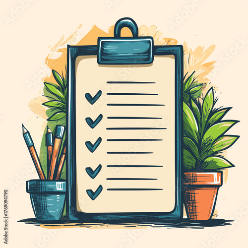 Todo list professional, business or work accomplishment. Hand drawn style vector design illustrations.   , vector style simple color