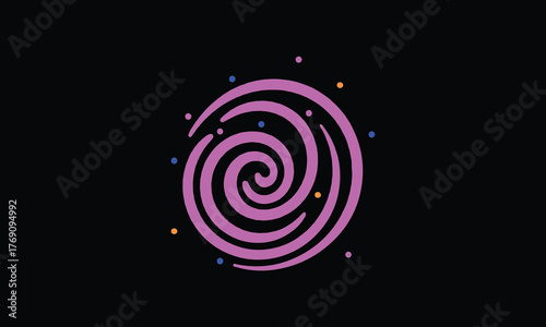 Vector illustration of purple swirl on black background