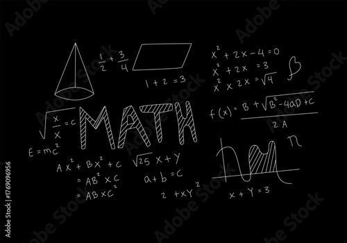 Realistic math chalkboard background illustration