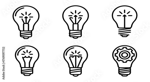 Set of light bulb line icon idea, solution, innovation, and creative thinking concept vector illustration