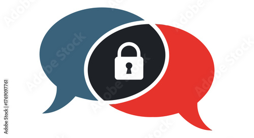 Confidential communication icon symbol of secure conversation, private talk, or encrypted message between two people