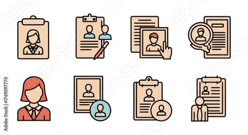 Job search icon symbol of recruitment, employment, career opportunity, and human resource management process