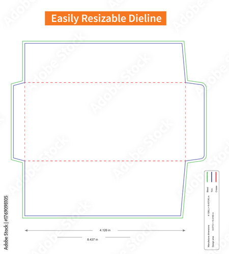 Letter envelope low cost new modern custom and easily usable food box dieline template.eps