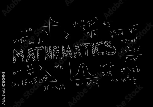 Realistic math chalkboard background illustration