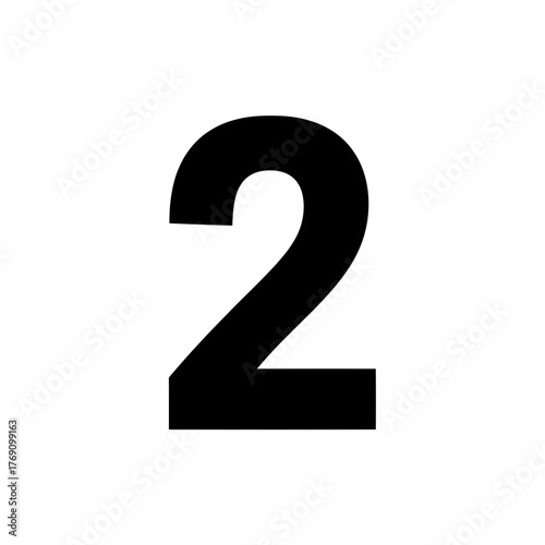 A bold, black number two is displayed prominently against a clean, isolated and clear