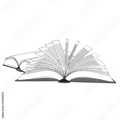 An open book with many pages