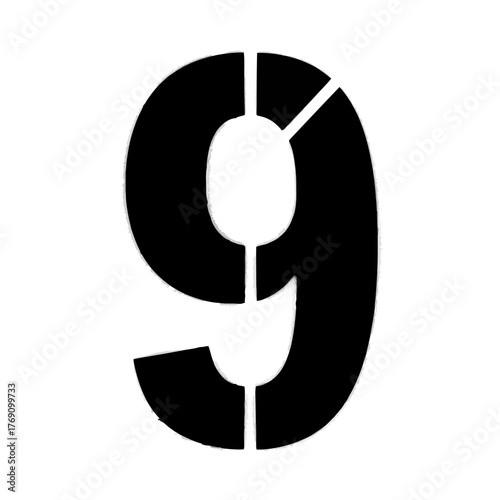 Black stencil number nine