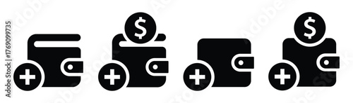Add money wallet icon, vector illustration