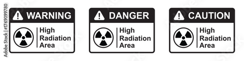 High Radiation area label sign warning, icon, vector illustration