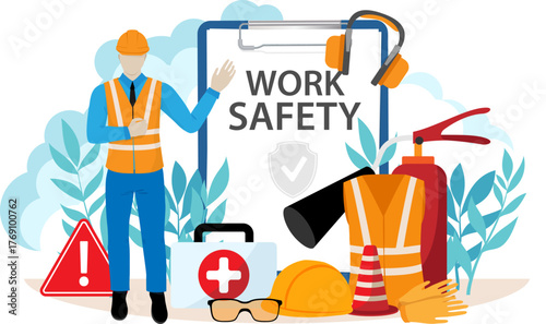 Work safety. Occupational safety regulations and health inspection. Worker security protection policy.