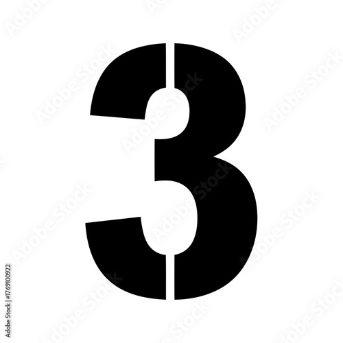 Black stencil number 3