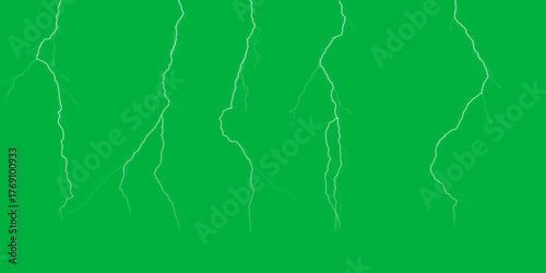 A dramatic display of nature s fury as bright white lightning strikes pierce through a vibrant green sky creating an