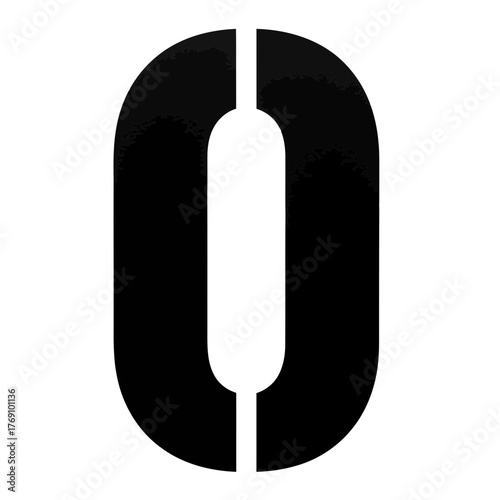 Black stencil number zero with distressed edges