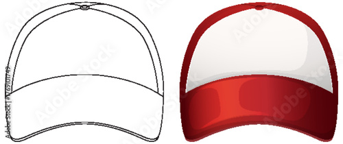 Red Trucker Cap Vector Illustration Front View